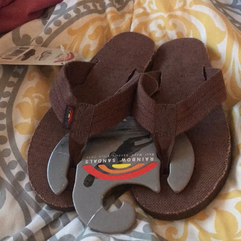 NWT rainbow hemp flip flops